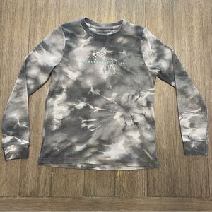 Abercrombie Kids Black and Gray Tie-Dye Long Sleeve Tee